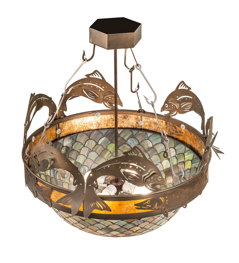 Meyda Tiffany 258344 Four Light Semi-Flushmount, Antique Copper