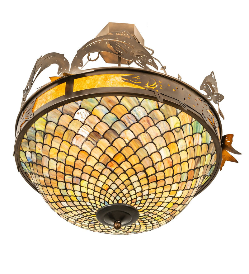 Meyda Tiffany 258344 Four Light Semi-Flushmount, Antique Copper