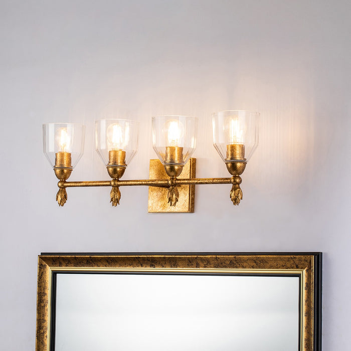 Lucas + McKearn BB1000G-4F1G Four Light Bath Bar, Gold