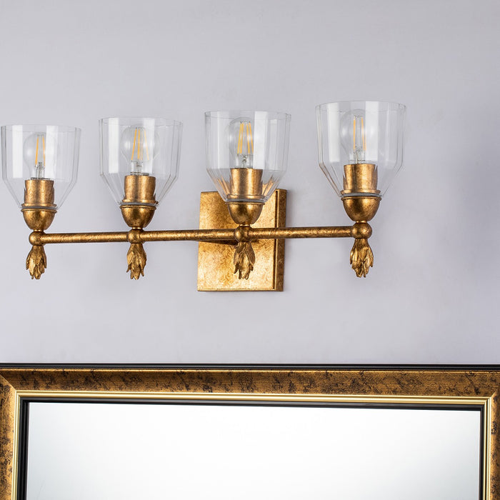Lucas + McKearn BB1000G-4F1G Four Light Bath Bar, Gold