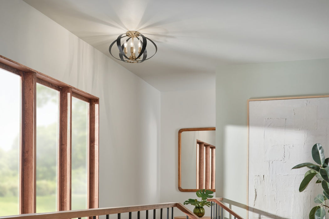 Kichler 52588CPZ Four Light Flush Mount, Champagne Bronze