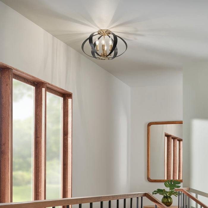 Kichler 52588CPZ Four Light Flush Mount, Champagne Bronze