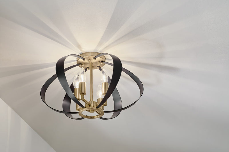 Kichler 52588CPZ Four Light Flush Mount, Champagne Bronze