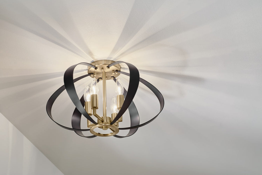 Kichler 52588CPZ Four Light Flush Mount, Champagne Bronze