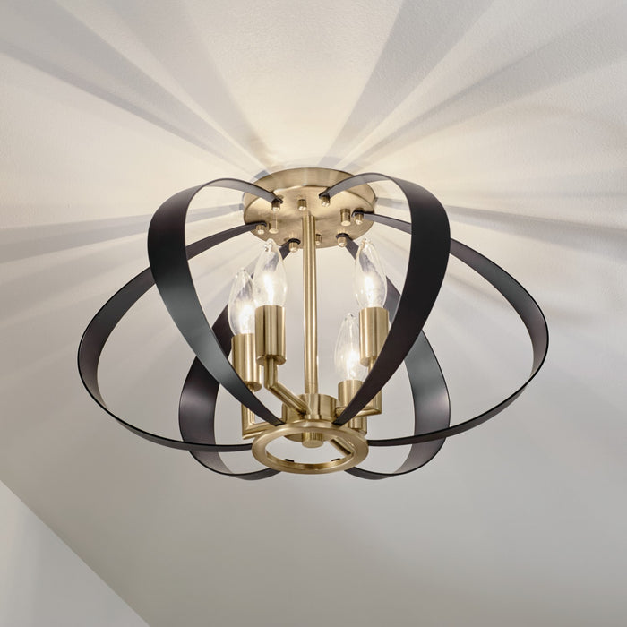 Kichler 52588CPZ Four Light Flush Mount, Champagne Bronze