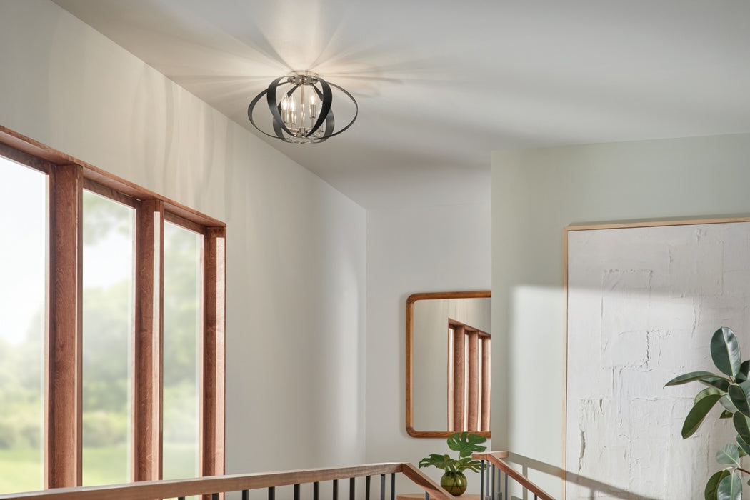 Kichler 52588PN Four Light Flush Mount, Polished Nickel