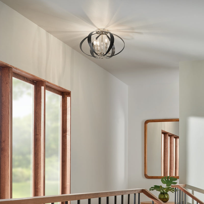 Kichler 52588PN Four Light Flush Mount, Polished Nickel