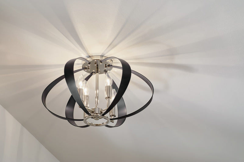 Kichler 52588PN Four Light Flush Mount, Polished Nickel