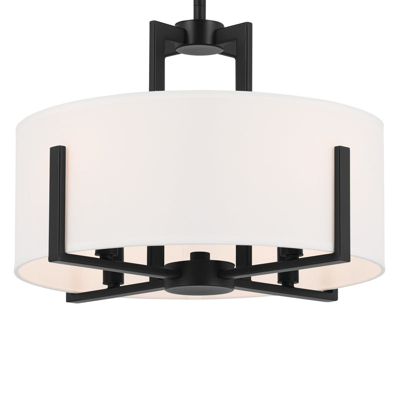 Kichler 52591BK Four Light Pendant/Semi Flush, Black