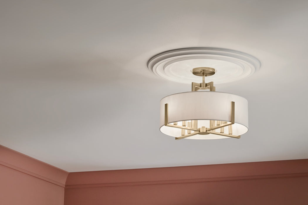 Kichler 52592CPZ Eight Light Pendant/Semi Flush, Champagne Bronze