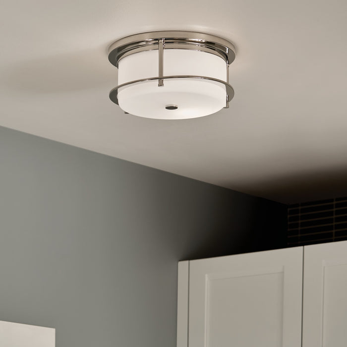 Kichler 52595PN Two Light Flush Mount, Polished Nickel