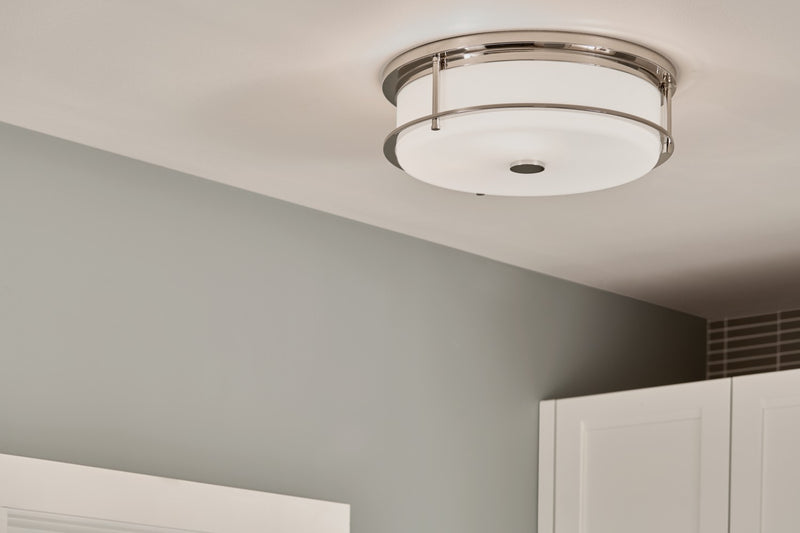 Kichler 52597PN Four Light Flush Mount, Polished Nickel