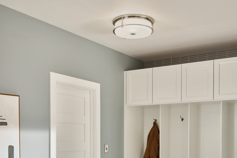 Kichler 52597PN Four Light Flush Mount, Polished Nickel