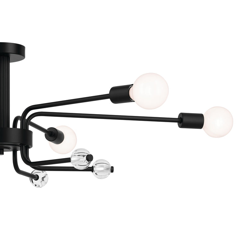 Kichler 52602BK Six Light Semi Flush Mount, Black