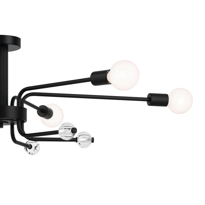Kichler 52602BK Six Light Semi Flush Mount, Black