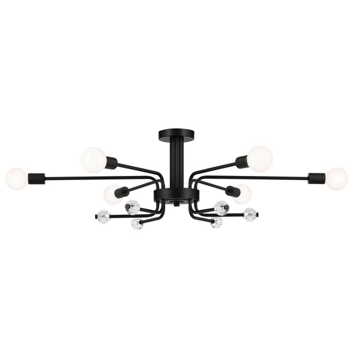 Kichler 52602BK Six Light Semi Flush Mount, Black