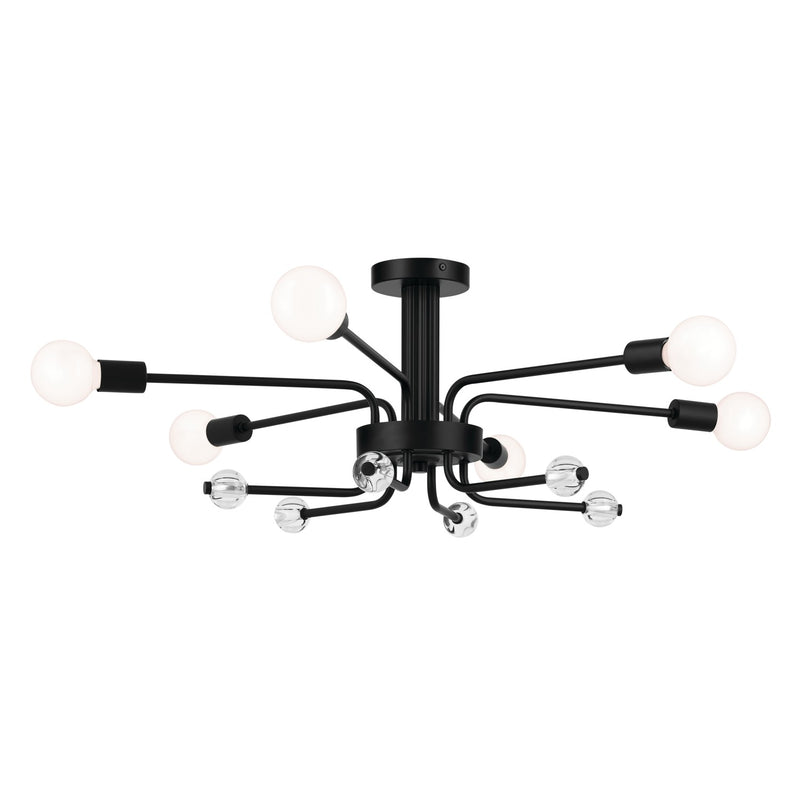 Kichler 52602BK Six Light Semi Flush Mount, Black