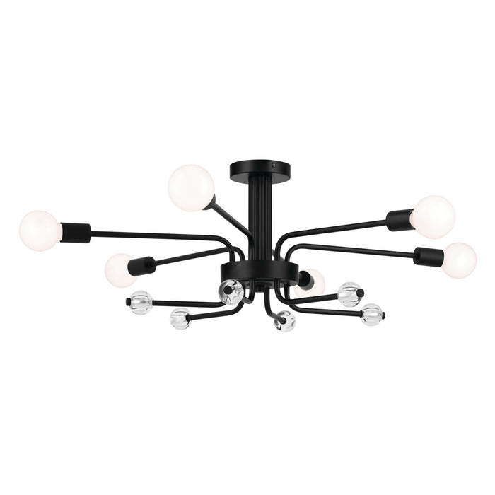 Kichler 52602BK Six Light Semi Flush Mount, Black