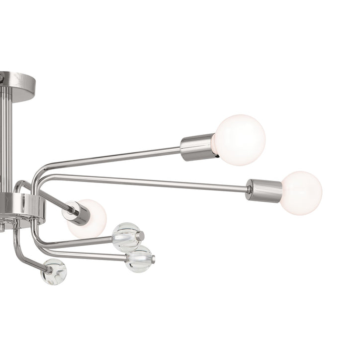 Kichler 52602PN Six Light Semi Flush Mount, Polished Nickel