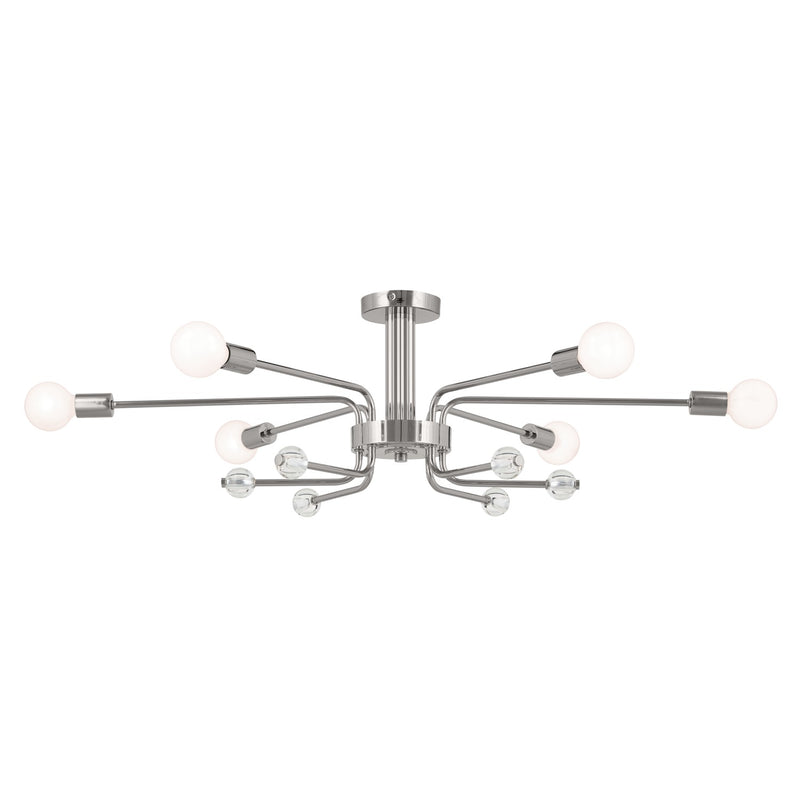Kichler 52602PN Six Light Semi Flush Mount, Polished Nickel