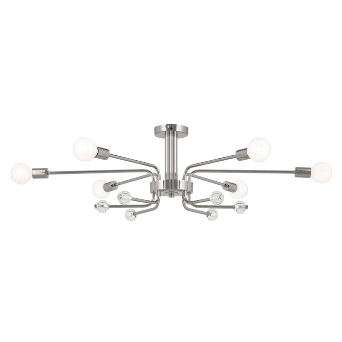Kichler 52602PN Six Light Semi Flush Mount, Polished Nickel