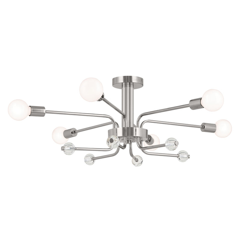 Kichler 52602PN Six Light Semi Flush Mount, Polished Nickel