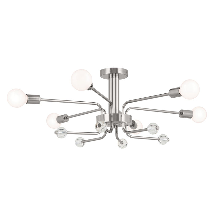 Kichler 52602PN Six Light Semi Flush Mount, Polished Nickel