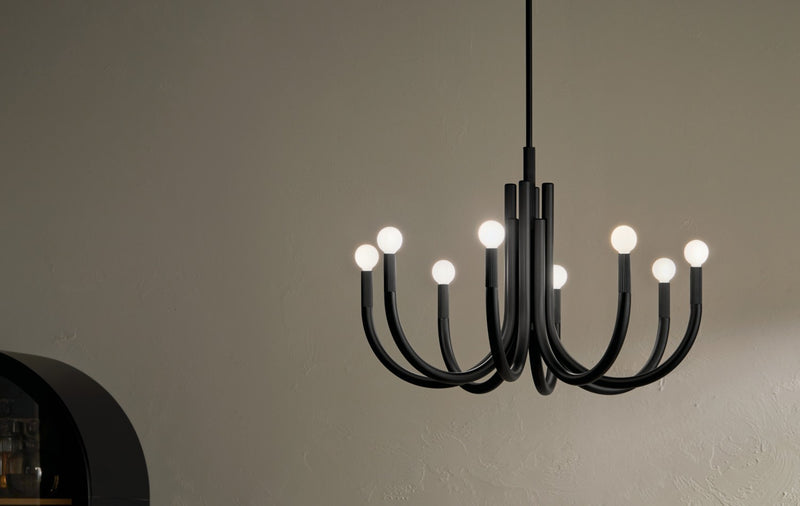 Kichler 52550BK Eight Light Chandelier, Black