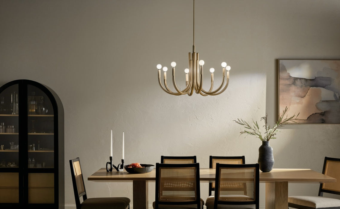 Kichler 52550CPZ Eight Light Chandelier, Champagne Bronze