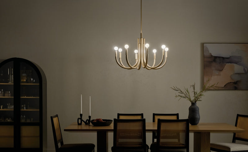 Kichler 52550CPZ Eight Light Chandelier, Champagne Bronze