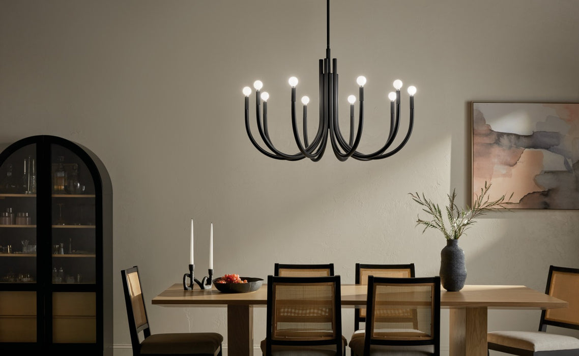 Kichler 52551BK Ten Light Chandelier, Black