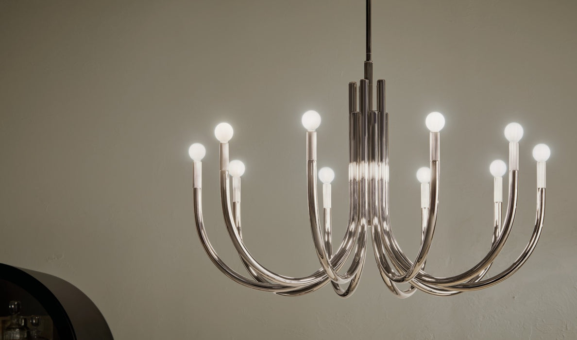 Kichler 52551PN Ten Light Chandelier, Polished Nickel