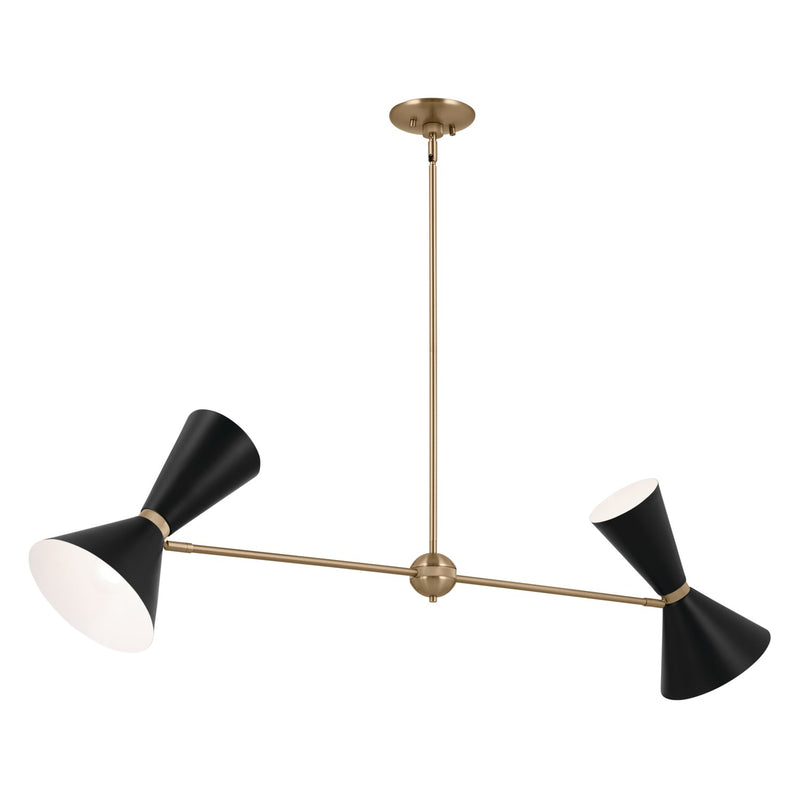 Kichler 52569CPZBK Four Light Linear Chandelier, Champagne Bronze