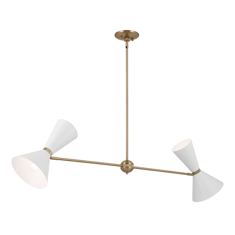 Kichler 52569CPZWH Four Light Linear Chandelier, Champagne Bronze