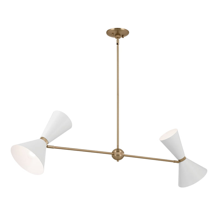 Kichler 52569CPZWH Four Light Linear Chandelier, Champagne Bronze