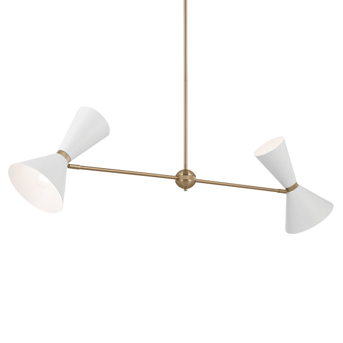 Kichler 52569CPZWH Four Light Linear Chandelier, Champagne Bronze