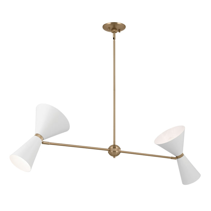 Kichler 52569CPZWH Four Light Linear Chandelier, Champagne Bronze