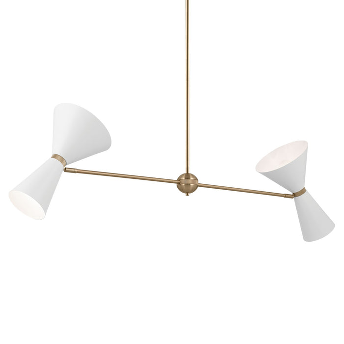 Kichler 52569CPZWH Four Light Linear Chandelier, Champagne Bronze