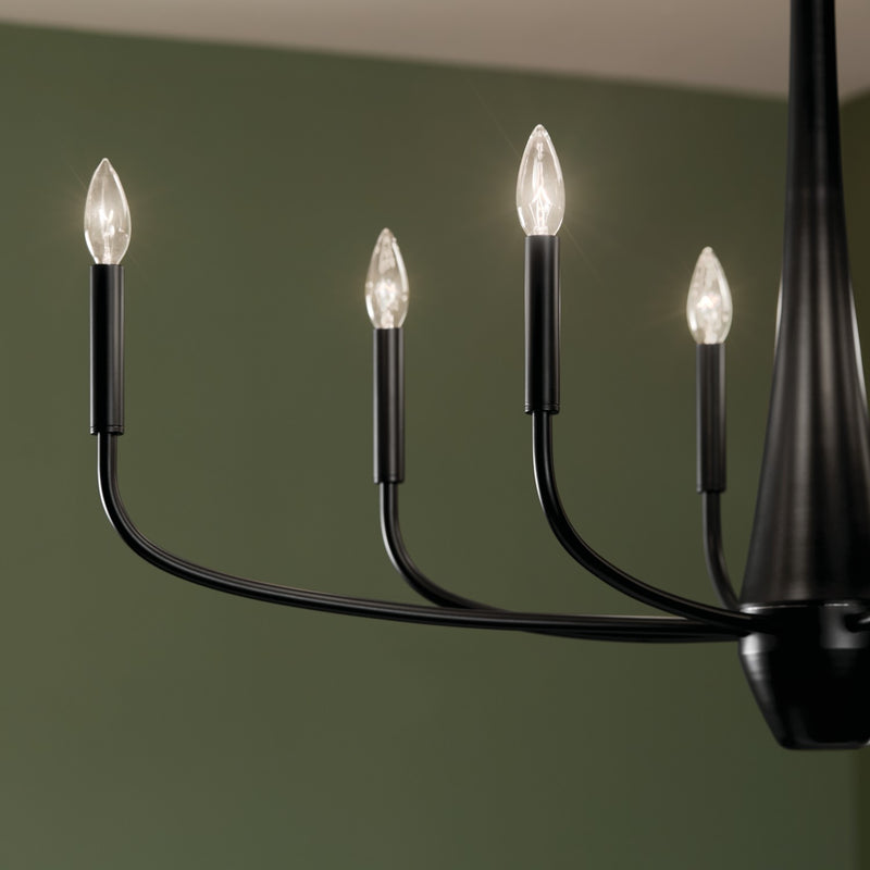 Kichler 52528BK Eight Light Chandelier, Black