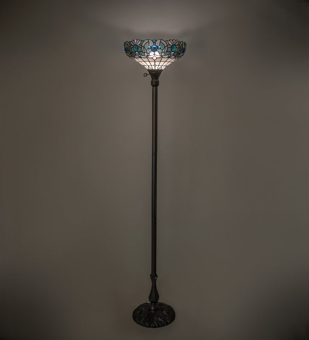 Meyda Tiffany 255708 One Light Torchiere, Mahogany Bronze