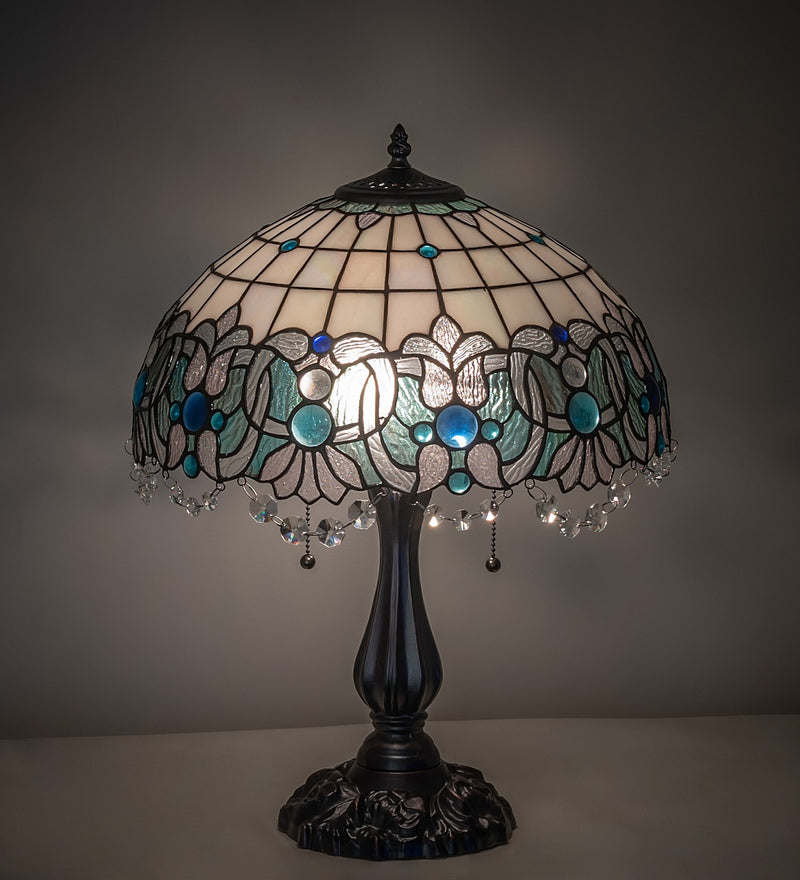 Meyda Tiffany 255709 Two Light Table Lamp, Mahogany Bronze