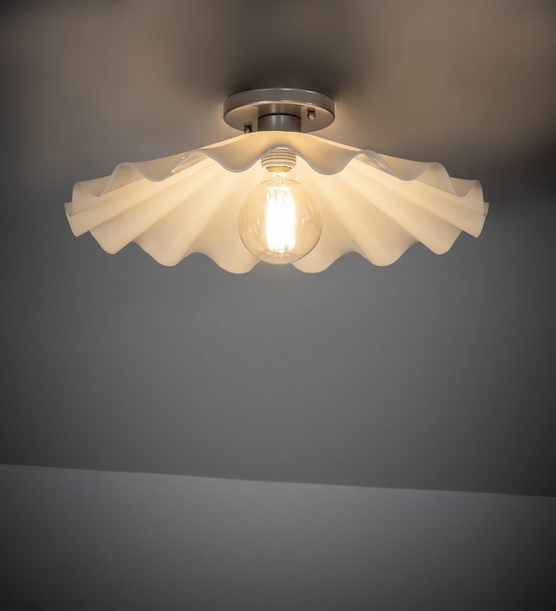 Meyda Tiffany 259995 One Light Flushmount, Brushed Nickel