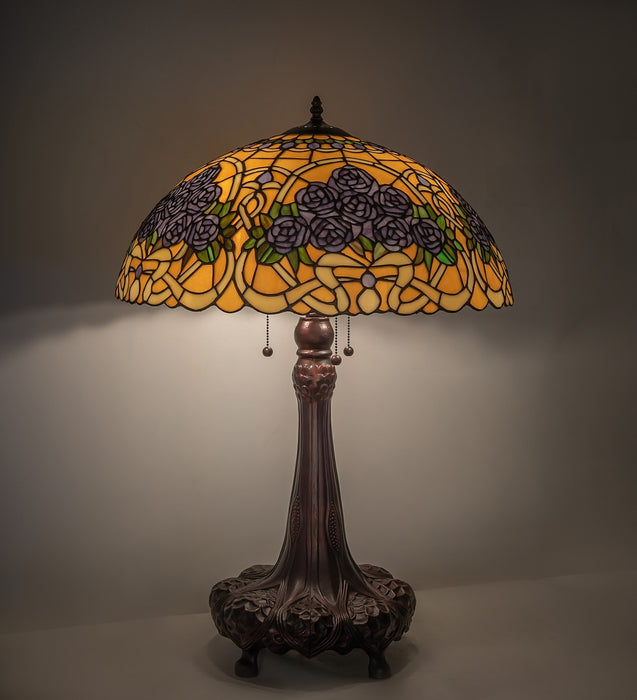 Meyda Tiffany 261315 Three Light Table Lamp, Mahogany Bronze