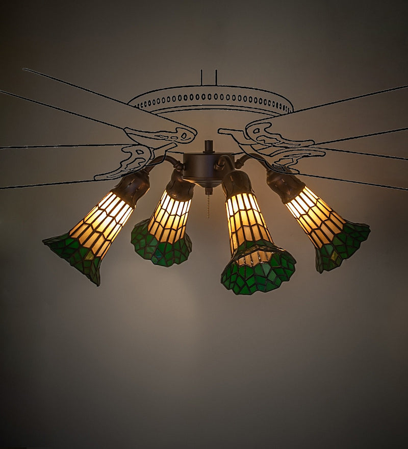 Meyda Tiffany 261513 Four Light Fan Light, Mahogany Bronze