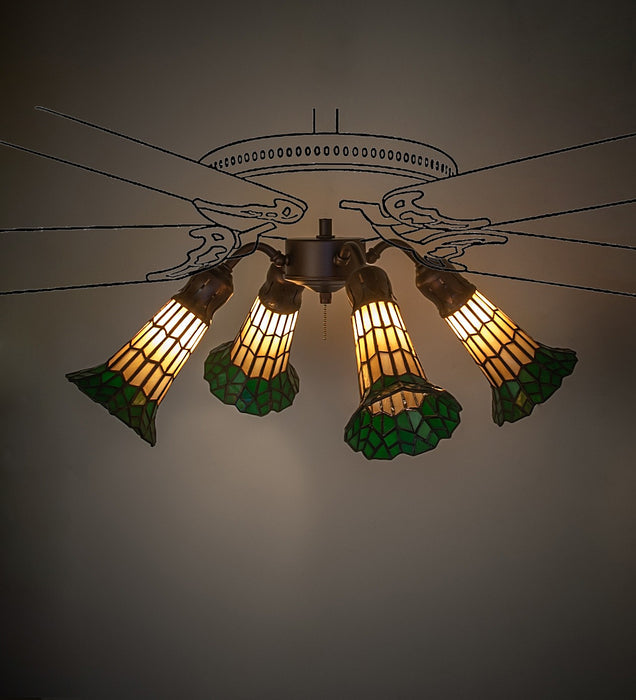 Meyda Tiffany 261513 Four Light Fan Light, Mahogany Bronze