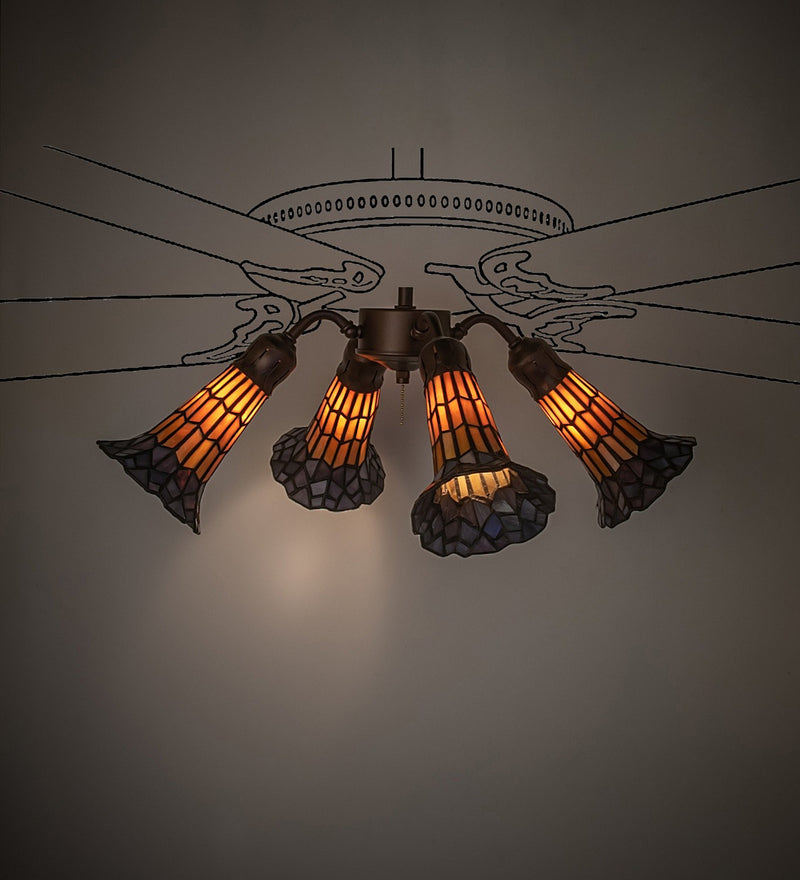 Meyda Tiffany 261515 Four Light Fan Light, Mahogany Bronze