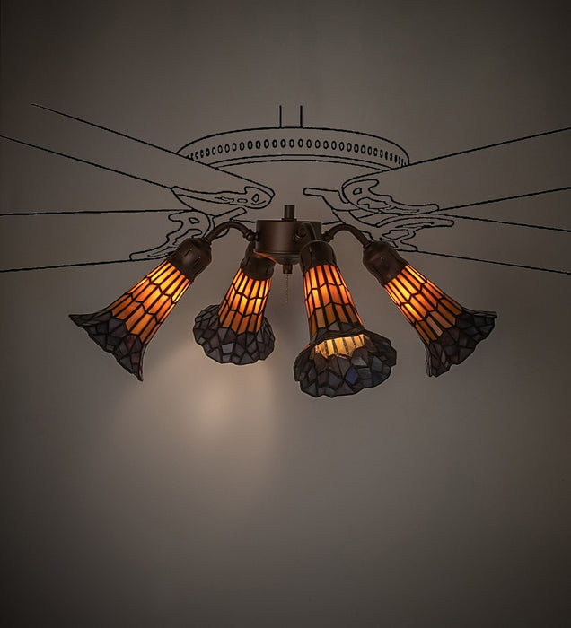 Meyda Tiffany 261515 Four Light Fan Light, Mahogany Bronze