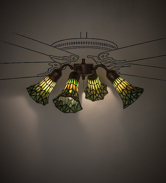 Meyda Tiffany 261516 Four Light Fan Light, Mahogany Bronze