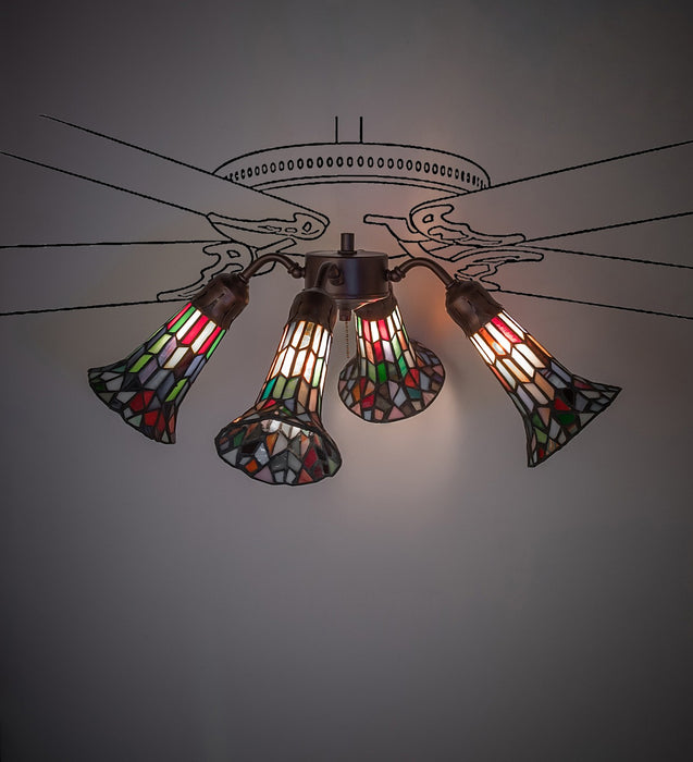 Meyda Tiffany 261521 Four Light Fan Light, Mahogany Bronze