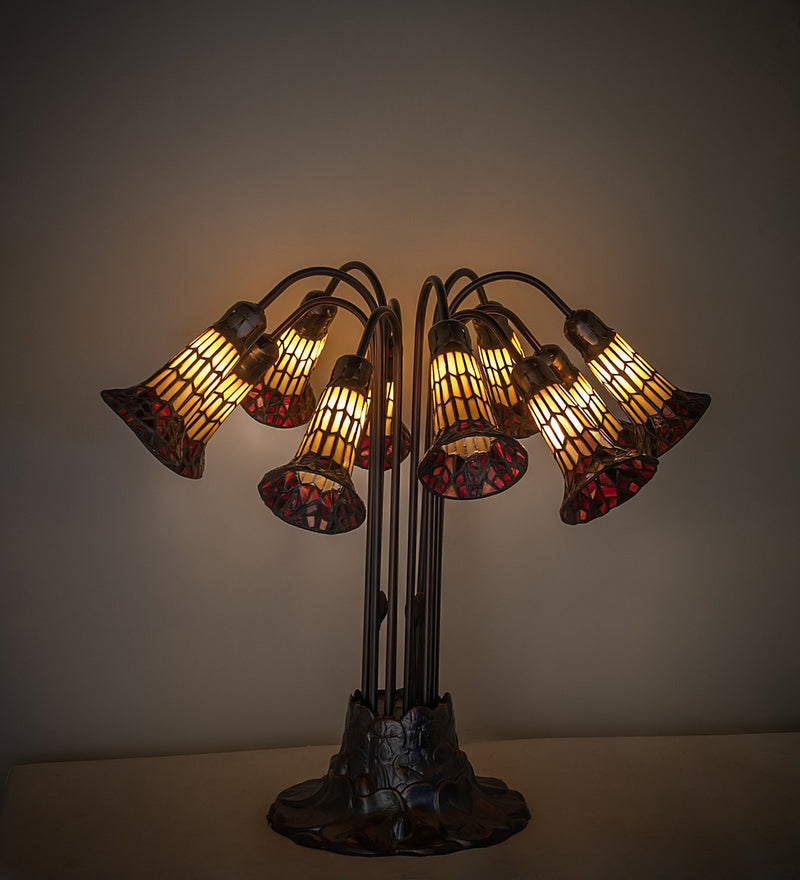 Meyda Tiffany 261667 Ten Light Table Lamp, Mahogany Bronze